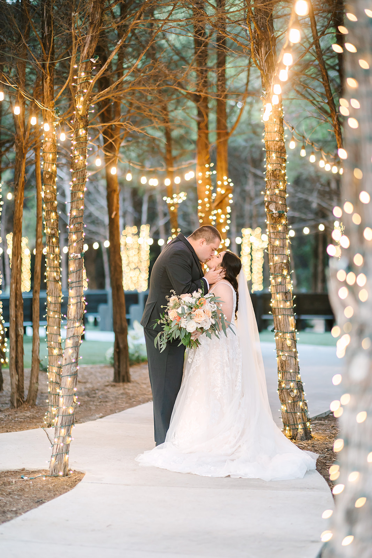 wedding venue with twinkle lights